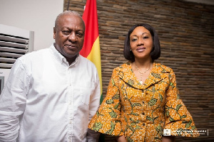 Former president John Mahama with Jean Mensa after a meeting in early 2020