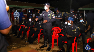 Acting IGP Dampare delivering an address during his tour