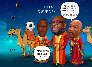 Cartoon of the 3 Wise Men in search of new Black Stars coach