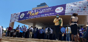 Thousands turned up at the AICC for the job fair