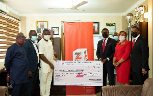 GHC500,000 was presented to the  Minister for Youth and Sports