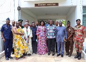 Samuel Abu Jinapor in a photo with members of Central Regional REGSEC