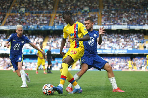 Rak-Sakyi (wearing yellow) in action for his English club side, Crystal Palace