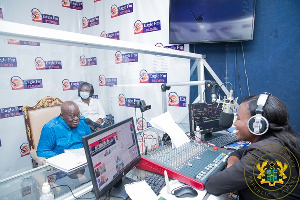 President Akufo-Addo in the studios of Eagle FM [Credit: Presidency.gov.gh]