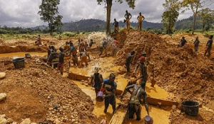 Some young men are picture here engaging in illegal mining (File photo)