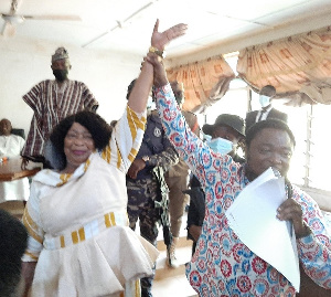 Madam Vida Akantagriwen Anaab was welcomed with drumming and dancing after her nomination