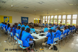 A photo of the referee training at the Ghanaman Technical Centre of Excellence at Prampram