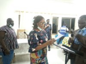Felicia Ntrakwa Amissah being sworn in