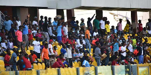 A photo of fans at the Accra Sports Stadium