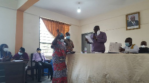 Madam Comfort Asante being sworn into office by the Regional Minister