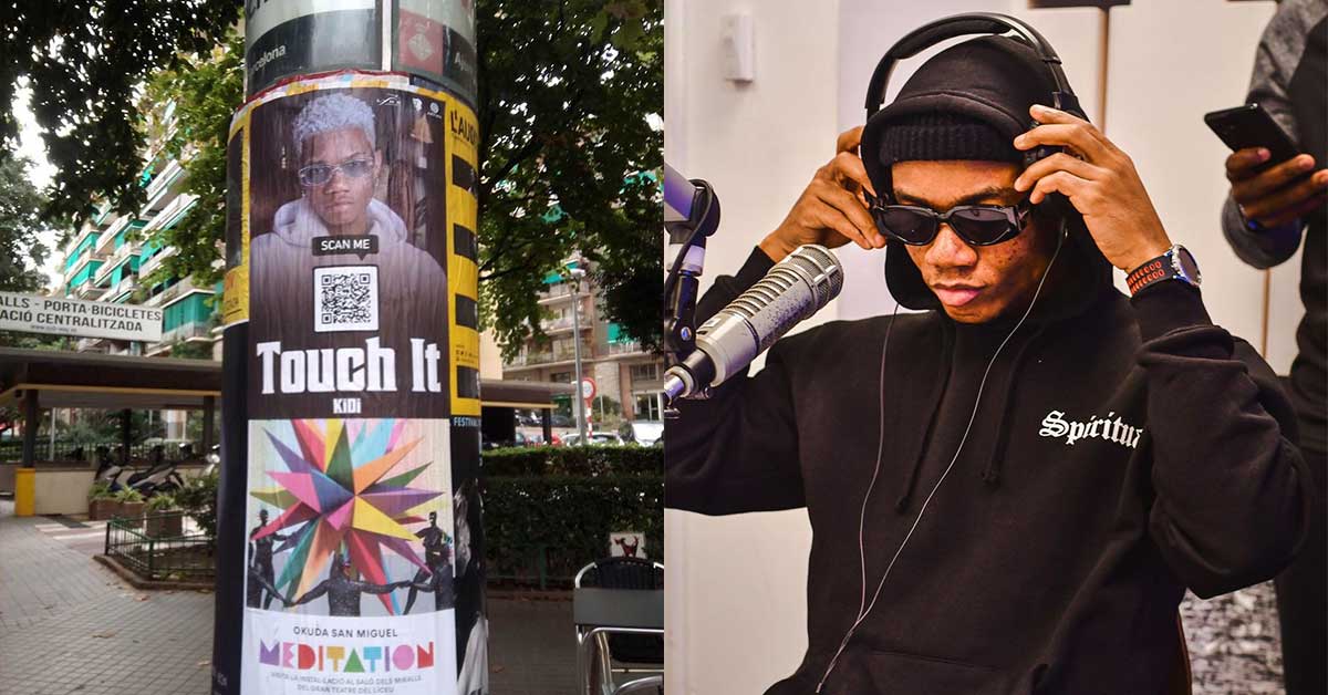 Poster of KiDi's 'Touh It' hit song spotted on the streets of Barcelona