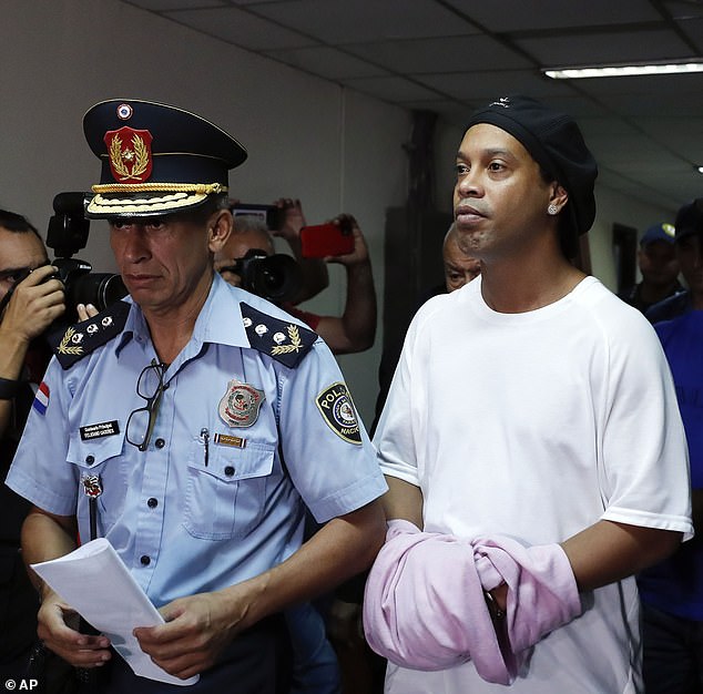 Ronaldinho was arrested and jailed in March 2020 for allegedly trying to enter Paraguay on a fake passport