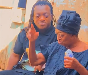 Kumawood actor, Sunsum Ahuofedua interacting with his grandmother
