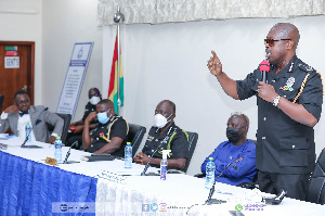 COP Kofi Boakye speaking during a meeting between the IGP and creative industry players