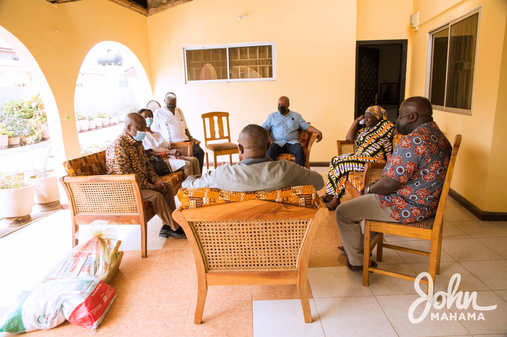 May be an image of 5 people, people sitting, indoor and text that says 'Gd John MAHAMA'