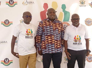 Executive Director of NSS, Mr Osei Assibey Antwi with the GTA boss and another official