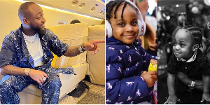 Nigerian singer, Davido and his two children Hailey and Imade