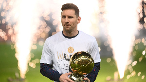 Lionel Messi with his Ballon d’Or