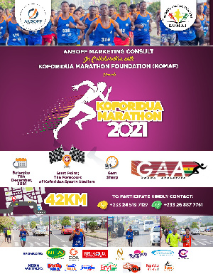Ismael Fialor and Sakat Lariba were crowned the 2020 Koforidua Marathon champions