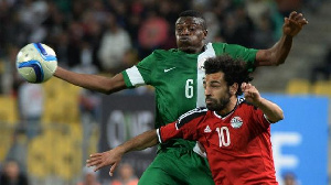 Egypt star Mohammed Salah in action against Nigeria