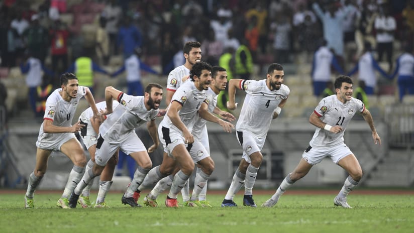 Mohamed Salah of Egypt celebrates during the 2021 Africa Cup of Nations Finals Last 16 match between Ivory Coast and Egypt on the 26 January 2022 (2)