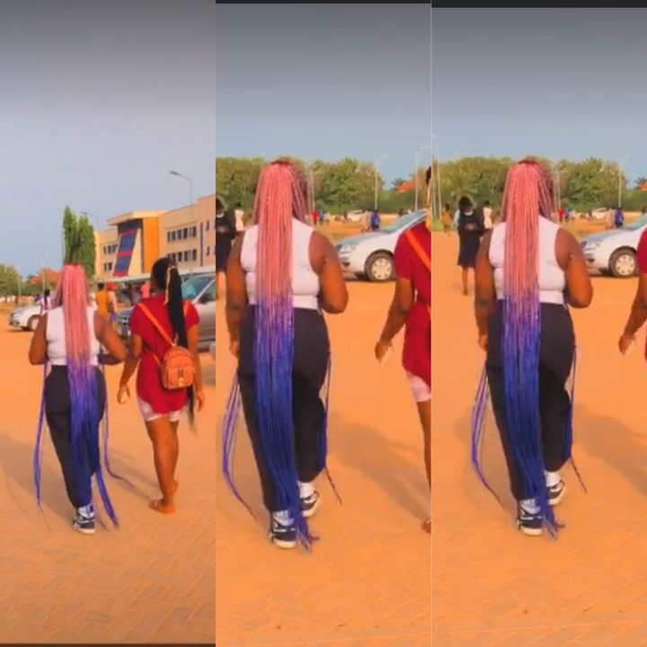 University girl goes viral on social media after she was spotted with long colored hair on campus