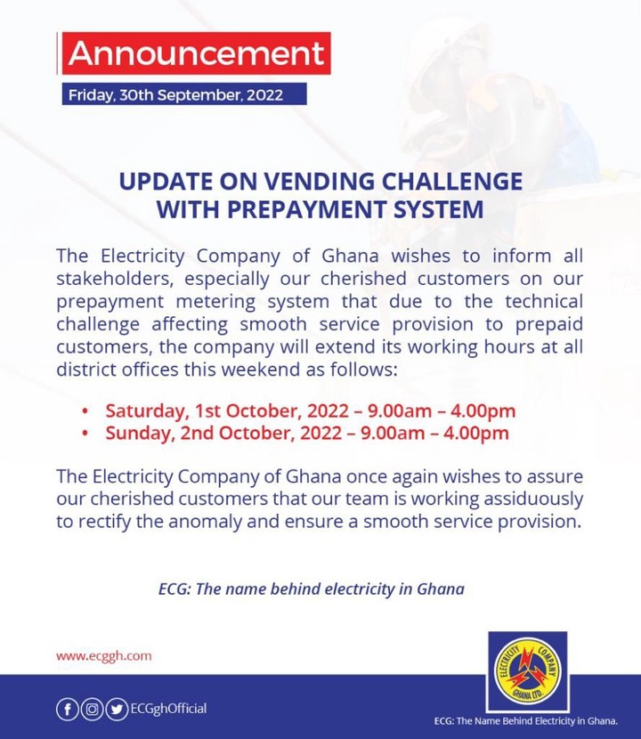 ECG extends weekend working hours due to vending challenges