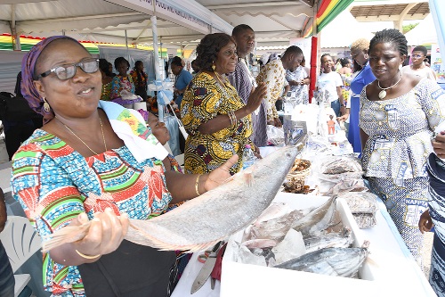 Some fish processors displaying their fish during the exhibition at the fish festival. Picture: EBOW HANSON  