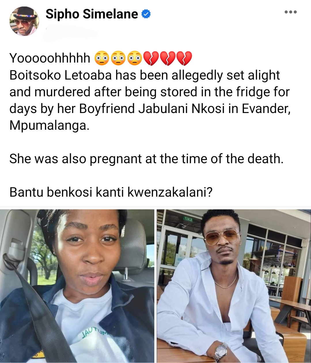 Pregnant woman killed and set ablaze after being hidden in fridge by boyfriend in South Africa