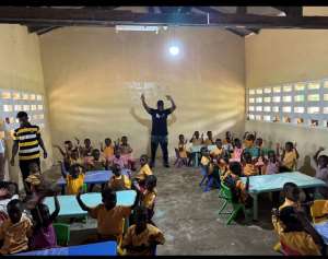 Medikal donate tables, chairs, other items to Oduman Asuaba M/A Basic School