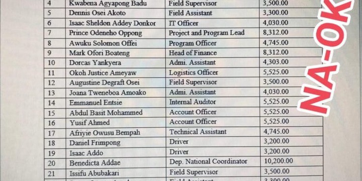 List of NPP supporters allegedly at Lands Ministry earning salaries totaling GHS135k for no work