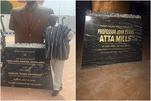 Plaque of Prof. Mills’ statue repaired, Anyidoho and Akufo-Addo’s names omitted
