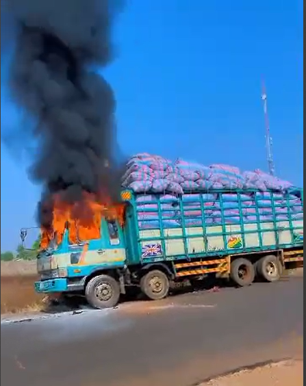 Unknown gunmen attack and burn truck in Walewale