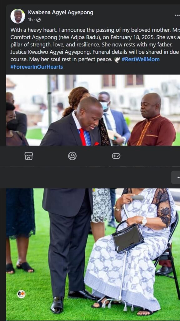 Mother of NPP stalwart Kwabena Agyepong, Mrs. Comfort Agyepong, passes away