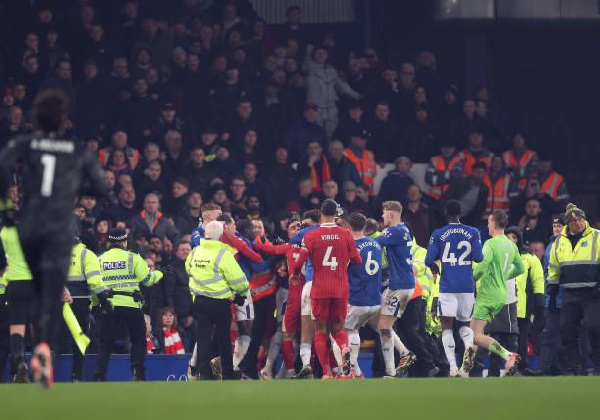 Watch as tempers fray and red cards fly in fiery Everton-Liverpool clash
