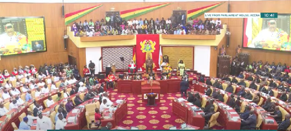 Watch how Majority and Minority caucuses engaged in singing competition after Mahama’s SONA