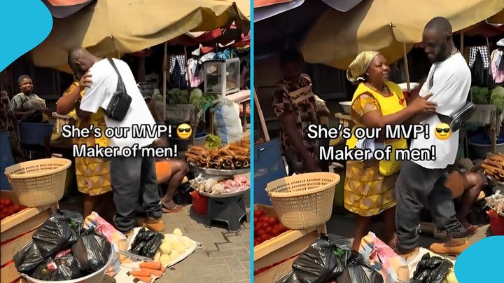 Ghanaian Man in the UK Returns to Ghana Without Informing Family, Surprises Mum in the Market