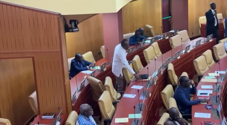 Video: Convicted Akwatia MP ‘sneaks’ out of Parliament shortly after entering the chamber