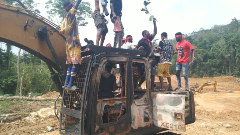 Obuoho youth protest ‘unlawful’ burning of excavators by Forestry Commission
