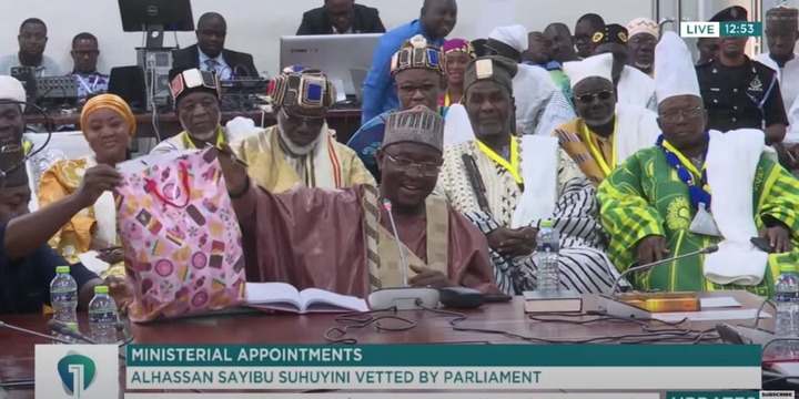 Suhuyini gifts smocks to Appointments Committee members after vetting