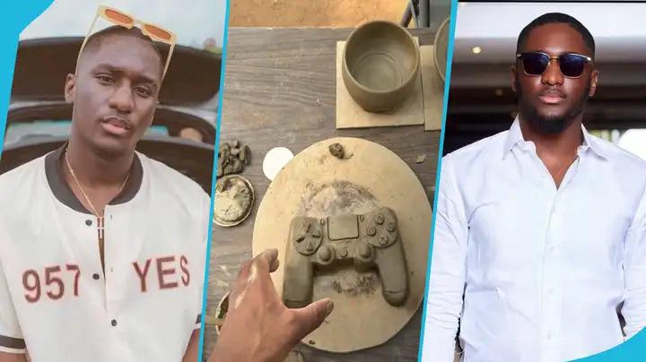 Despite’s Son Saahene Osei Rocks Cornrow Hairstyle, Moulds PS4 Controller with Clay