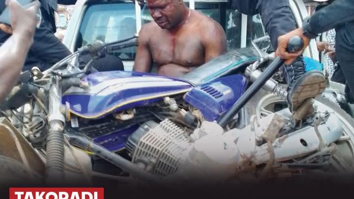 Ghanaians React As Brave Mechanic Uses Car To Knock Down Two Robbers On Motorbike