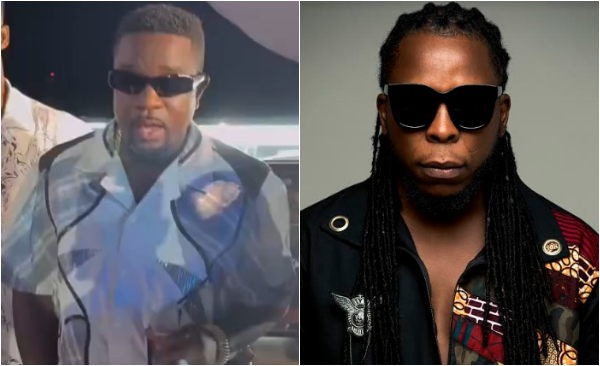 Watch how Sarkodie’s bodyguard shoved Edem during birthday party of businessman Nii-Armah Quaye