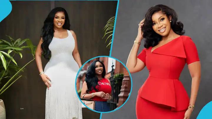 Serwaa Amihere Stuns in Sporty Red Top and Denim Jeans with Designer Bag