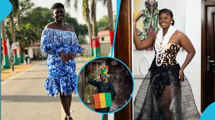 Afua Asantewaa Singathon Loses Weight, Stuns in Classy Black Dress and Ghana Flag-Inspired Gele
