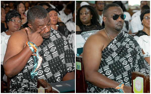 Photos of John Dumelo captured in emotional state at father’s funeral