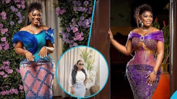 Akua GMB Looks Classy in a Stylish White Crop Blazer and Maxi-Length Denim Skirt
