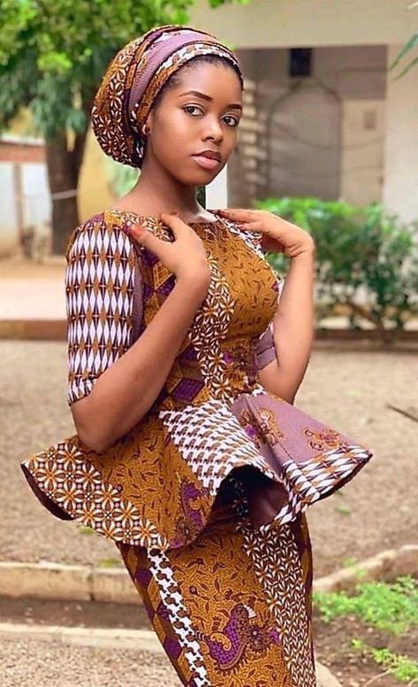 Classic Ankara Peplum Blouse And Skirts For Mothers