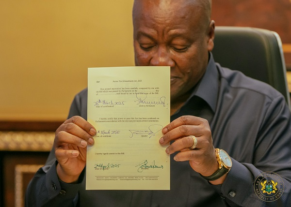 Here are the bills and tax laws signed into law by President John Mahama