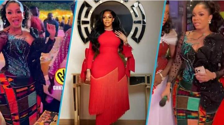 Serwaa Amihere Rocks Exquisite Kente Gown To Host the Launch of Ghana Gold Pendant Jewellery